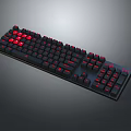 Full Size Black Mechanical Gaming Keyboard with Red Backlit Keycaps and Professional Design