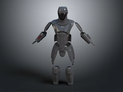 Futuristic Mechanical Armor Suit With Gray Metallic Design And Protective Gear 3d model