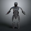Futuristic Mechanical Armor Suit With Gray Metallic Design And Protective Gear