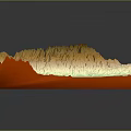 3D Topographic Landscape Featuring Mountain Ranges Green Lowlands And Red Base Terrain