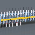 Blue Terminal Block With White Terminals Yellow Labels Numbered 1 To 24