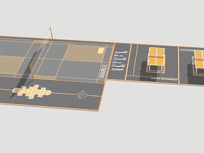 Functional Fitness Training Area Setup With Jump Squat And Burpees Zones And Boxes 3d model