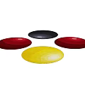Round Carpets with Black Red Burgundy Yellow Concentric Circle Patterns 3d model