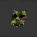 Decorative Ornament Set With Green Crystal Like Pieces And Polygonal Brown Base
