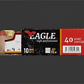 Eagle Brand Ammunition Box Containing 10 Rounds With Golden Casings And Red Black Design