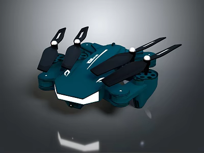 Blue Modern Quadcopter Drone With Four Propellers And Sleek Design 3d model