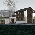 Rural Self Built House With Chinese Traditional Roof And Waterfront Natural Surroundings
