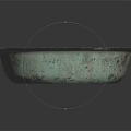 Round Copper Bowl With Green Patina And Textured Surface On Black Background With Reflection