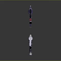 3D Rendered Firearms Design Featuring Rifles And Submachine Guns With Black Red Details On Dark Background