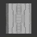 Futuristic Metal Scene Component with Geometric Panels and Transparent Sections