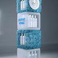 Ice Blue Layered Display Shelf With Transparent Compartments For Absolut Vodka Bottles