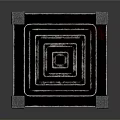 Ornamental Black Cube Scene Component With Golden Corner Accents And Intricate Striped Cut Out Details