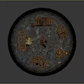 Ancient Wooden Transportation And Building Models With Carts Cabins And Barrels
