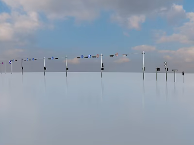 Modern Outdoor Lights Design For Street Landscape With Metal Poles And Bright Illumination 3d model