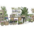 Commercial Equipment For Flower And Plant Display With Stands And Decorative Planters