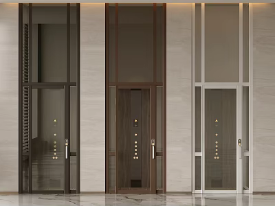 Modern Elevator With Glass Doors Metal Frame And Marble Wall Interior 3d model