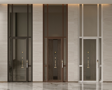 Elevator room villa glass elevator door stainless steel elevator sightseeing elevator 3d model