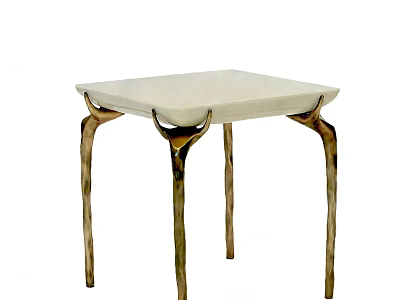 Elegant Modern Side Table With White Marble Top And Gold Metal Legs 3d model