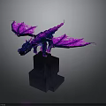 Purple Pink Dragon Flying Statue Displayed On Black Pedestal With Detailed Wings