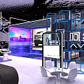 Modern Car Showroom Interior With Large Screen Display And Showcased Vehicle