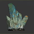 Green Transparent Crystal Cluster With Prismatic Sharp Edges And Brown Base