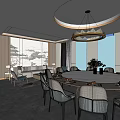 New Chinese-style private room dining table combination 3d model