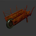 Traditional Wooden Hand Cart With Metal Frame And Large Wheel Design