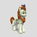 Cute Cartoon Pony Character With White Body Brown Mane And Green Hooves
