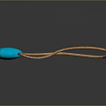 Fashionable Blue Teardrop Pendant Necklace With Brown Leather Cord Design