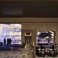 Traditional Chinese Clubhouse Interior With Calligraphy Sign Wooden Tables And Warm Lighting