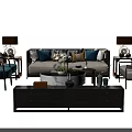 Elegant Modern Sofa and Coffee Table Set With Decorative Pillows Side Tables and Table Lamps 3d model