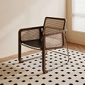 Stylish Rattan Woven Leisure Chair With Solid Wood Frame And Metal Support For Living Room