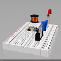 Experimental Electronic Circuit Breadboard With Resistors Capacitors LED And Coil Components 3d model