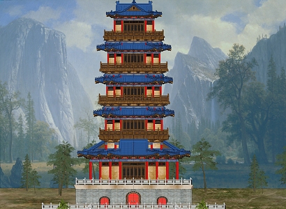 Tower Loft Linglong Pagoda 3d model