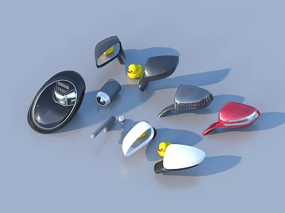 Assorted Household Car Mirrors With Decorative Duck Accessories And Various Styles 3d model