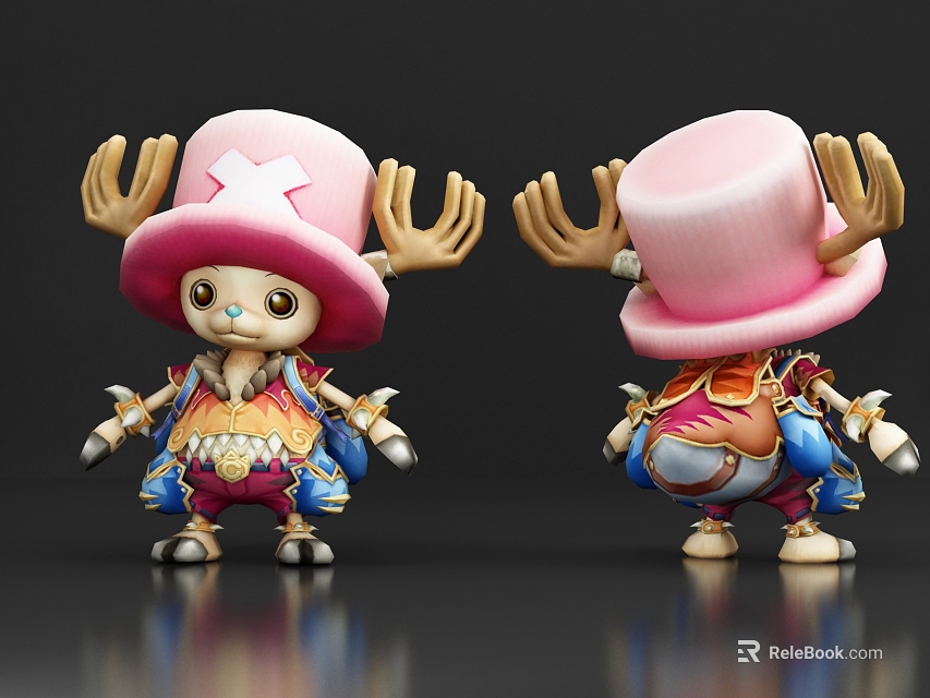 Cute Cartoon Character Electric Toy Featuring Pink Hat Antlers Colorful Clothes And Front Back Views 3d model 