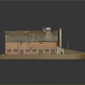 Model Barn With Connected Buildings Reddish Brown Roofs Red Doors Grass Staircase Reflective Black Base
