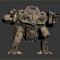 Futuristic Armored Mechanical Creature Featuring Multiple Legs Blue Lights And Heavy Armor