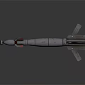 Military Missile 3D Model With White Body Red Markings Tail Fins And Orange Warhead