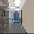 Modern Conference Room Interior With Long Table Gray Chairs Blue Skyline Wall And Large Screen