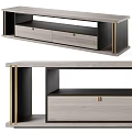 Modern Wooden TV Stand With Drawer Storage Open Shelf And Gold Metal Accents