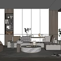Modern Sofa Coffee Table Combination Fabric Corner Combination Sofa 3d model