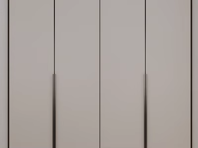 Modern White Wardrobe With Smooth Panel Doors And Metal Handles Design 3d model