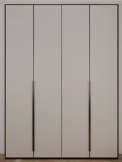 Modern White Wardrobe With Smooth Panel Doors And Metal Handles Design 3d model