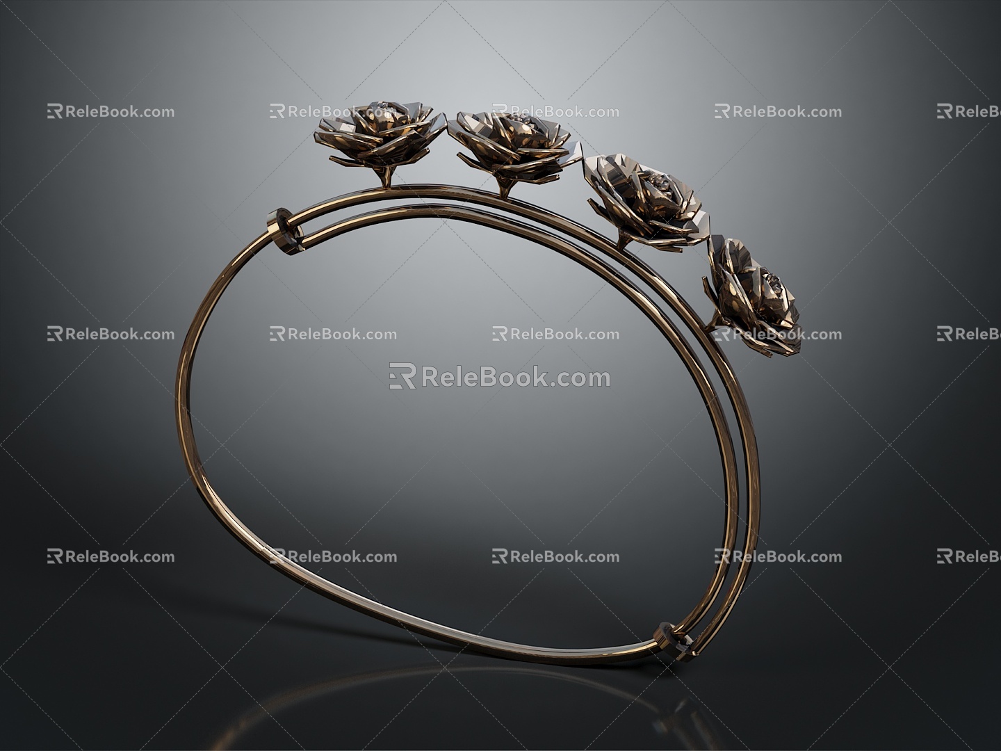 Modern Bracelet Silver Bracelet Carved Metal Bracelet 3d model