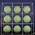 Interactive Zone Featuring White Metal Frame Grid Shelf With Green Tennis Balls 3d model