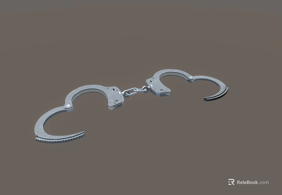 Silver Metal Handcuffs Open Design For Security And Law Enforcement Use 3d model 