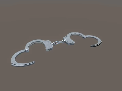 Silver Metal Handcuffs Open Design For Security And Law Enforcement Use 3d model