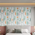 Cheerful Kids Bedroom With Orange Fox And Cactus Wall Decor And White Bed