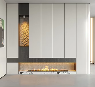 Modern Decorative Entrance Hallway Fireplace 3d model